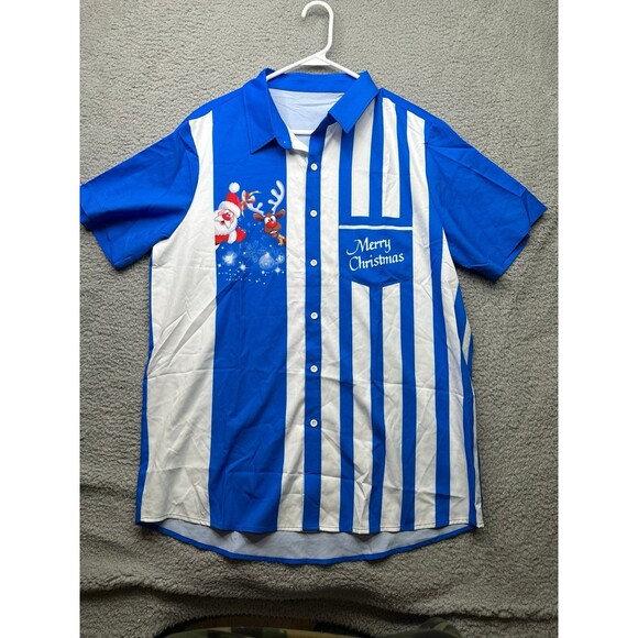 Merry Christmas funny party Button down men’s women’s medium NWOT - Picture 2 of 8